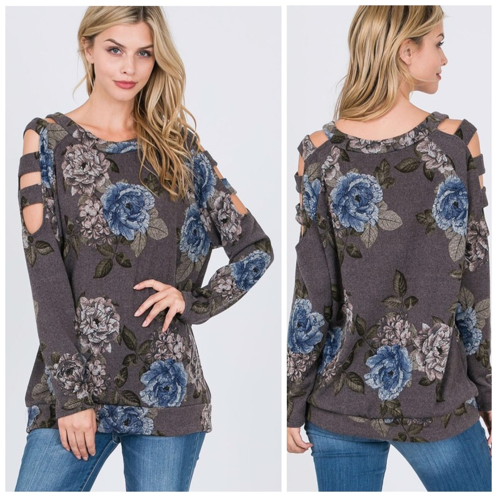 🛍LAST 1! ❤️Ladder Cut Floral Sweater - Picture 4 of 4